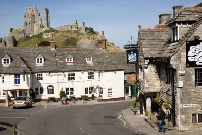 corfe castle town view